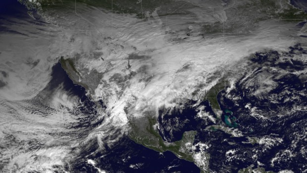 Three Storm Systems Tracked by GOES Satellite